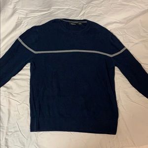 Navy Blue Claiborne Sweater With Grey Stripe